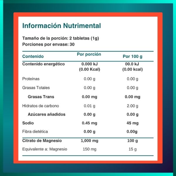 Citrato De Magnesio | Muscular | Digestivo | 500 mg | 60 tbs