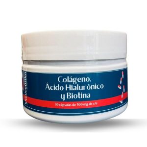 Ácido Hialurónico, Colágeno Hidrolizado y Biotina | Suplemento para Piel, Cabello y Uñas | 500 mg | 30 caps