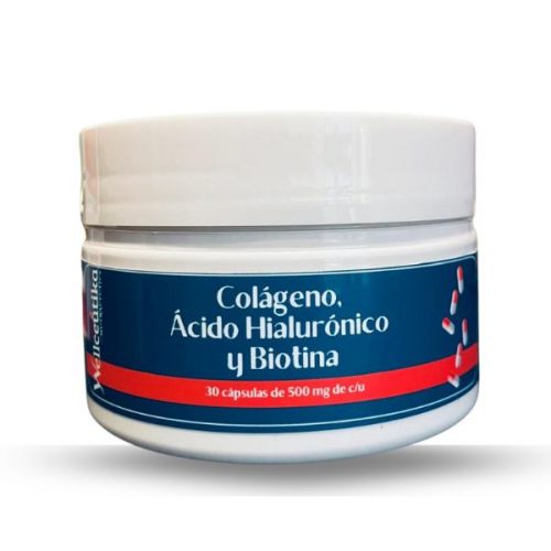 Ácido Hialurónico, Colágeno Hidrolizado y Biotina | Suplemento para Piel, Cabello y Uñas | 500 mg | 30 caps