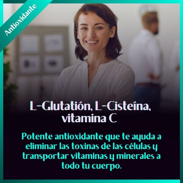 L-Glutatión + L-Cisteína + Vitamina C | Antioxidante Avanzado, Detox Celular, Anti-Edad e Inmunidad | 30 caps.